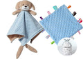 CREVENT Soft Plush Animal Face Security Blankets for Boys and Girls, Great Gifts for Birthday Baby Shower (Blue Dog + Tag)