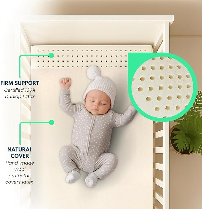 ORGANIC TEXTILES Organic Baby Mattress Topper with Wool Removable Cover - GOLS/GOTS Certified - Breathable - 2" Bassinet (30"x15")