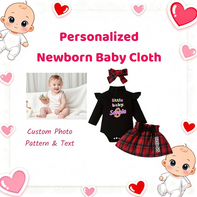 Custom Newborn Baby Girl Winter Clothes, Personalized Infant Baby Girl Bodysuit Coming Home Outfit Baby Shower Gifts