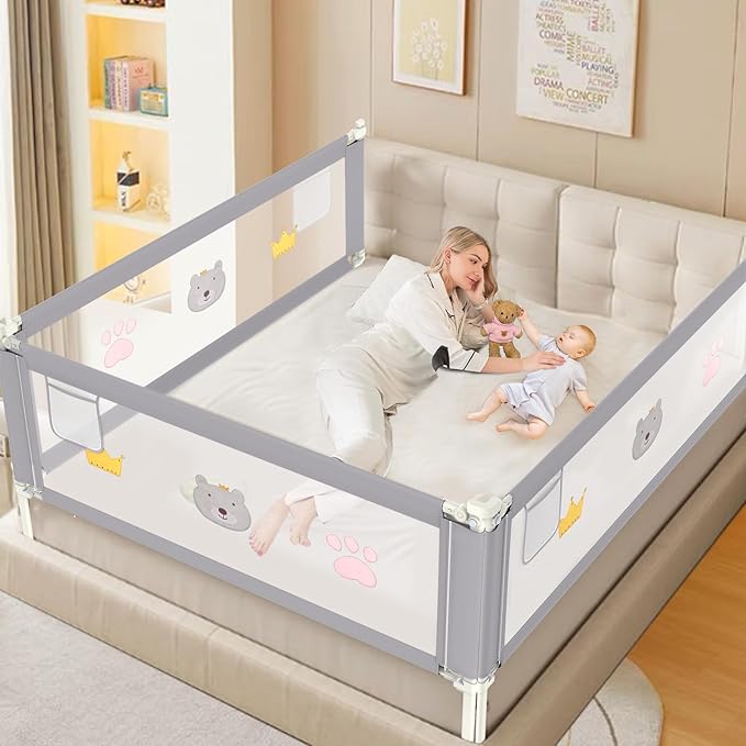 Height Adjustable Bed Rail for Toddlers, Kids Safety Baby Bed Rail for Twin/Full/King/Queen Size Bed (1 Side, 59 Inch)