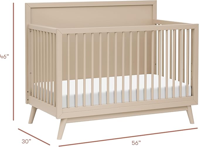 Babyletto Palma 4-in-1 Convertible Crib with Toddler Bed Conversion Kit in Taupe, Greenguard Gold Certified