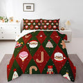 Feelyou Merry Christmas Bedding Set Soft for Boys Girls, Santa Claus Comforter Set Queen Size Xmas Tree Nutcracker Soldier Duvet Quilt Gingerbread Man Bedroom Decor 3 Pcs with 2 Pillow Cases
