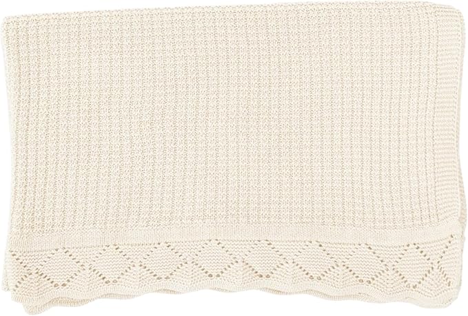 Baby Knit Blanket, 100% Cotton Waffle Patterns, Soft, Cozy, Lightweight Swaddle for Newborn & Infant Swaddling Beige Neutral, Perfect Baby Shower Ideas Cream 30x30
