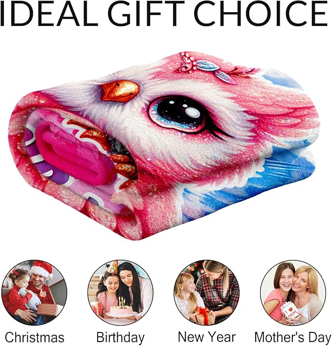 Girls Blanket Gifts - 50" x 60" Inches Custom Owl Throw Blankets for Women, Teens - Warm Furry Plush Throw for Sofa, Bed & Living Room