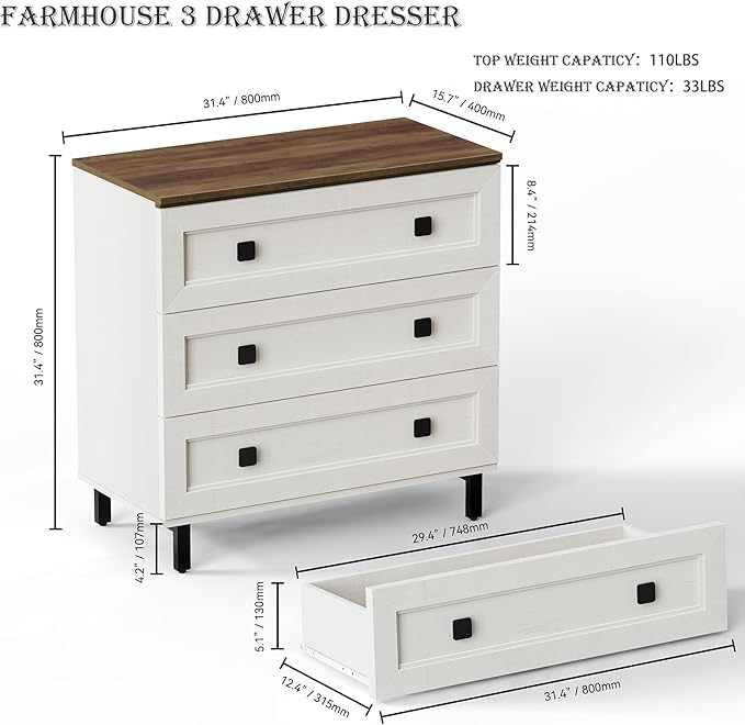 Modern White Dresser for Bedroom with 9 Drawers, 3 in 1 Wooden Chest of Drawers with Organizer Storage for Bed Room,Livingroom Hallway