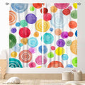Colorful Curtains for Girls Bedroom, Watercolor Rainbow Cartoon Abstract Circle Polka Dots Splashes Cute Window Drapery for Kids Boys Girls Classroom Living Room Nursery 2 Panels, 63"x63" Inch