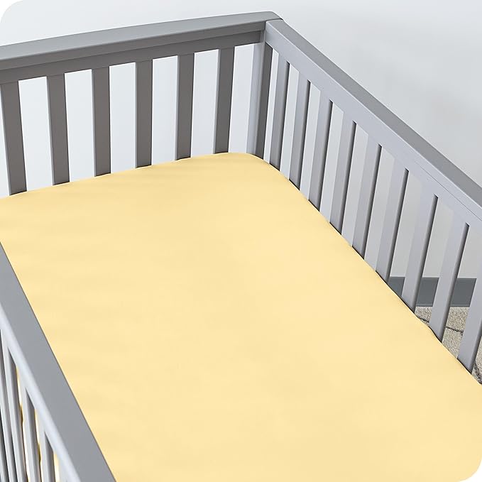 Bare Home 2-Pack Fitted Crib Sheets - Premium 1800 Ultra-Soft Microfiber - Breathable - Baby Sheet - for Boys & Girls - Fits Standard Crib and Toddler Mattresses (Morning Sun/White)