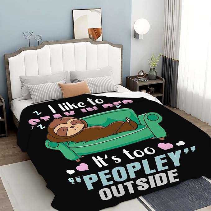 Funny Sloth Throw Blanket Sloth Gifts for Girls Boys Women Men Kids Adults Soft Flannel Fleece Blanket for Couch Sofa Bed Home Decor 60"x80"