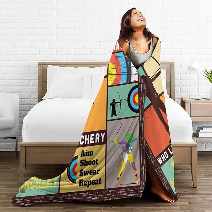 Archery Blanket Just a Girl Loves Archery Throw Blankets for Kids Teens Adults Warm Soft Lightweight Plush Sports Archery Target Print Fleece Flannel Throws Bedding Gifts for Girls 60"x50"