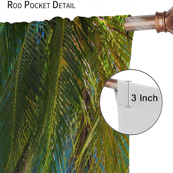 Ocean Beach Curtains,Sunshine and Beach Hawaiian Seaside Scene Pattern Blackout Print Home Bedroom Living Room Window Treatments 2 Panel Set 42x54 Inch