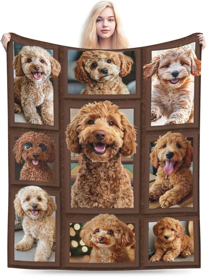 Golden Doodle Blanket Goldendoodle Decor Throw Blanket Super Soft Flannel Lightweight Fluffy Plush Cozy Fuzzy Fleece Gifts Blanket for Dog Lover Women Girls Boys Adults for Bed Sofa 60"X80"