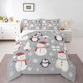Feelyou Christmas Comforter Set Twin Size Snowman Snowflake Bedding Set for Kids Boys Girls Penguin Duvet Quilt New Year Gift Bedroom Decor Microfiber 2 Pcs with 1 Pillow Cases