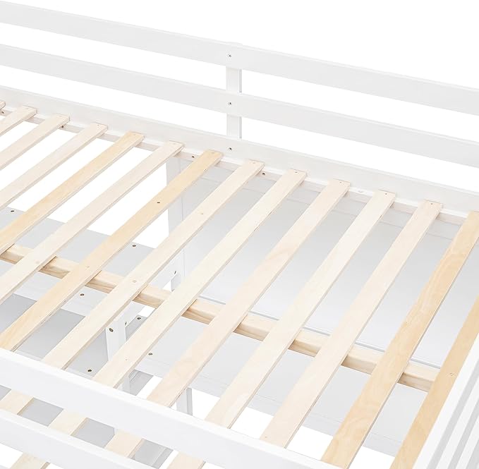 Bellemave Full Loft Bed with Desk and Writing Board,Loft Bed for Kids, Boys, Girls,Wooden Loft Be Frame with Desk and Ladder, White