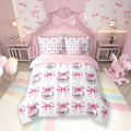 7 Pieces Cartoon Bowknot Kid Comforter Set King,Bow Tie Butterfly Knot Princess Bedding Set,Western Cowgirl Disco Ball Retro Pink White（Comforter+Fitted+Flat Sheet+2 Pillowcases+2 Throw Pillow Covers）