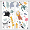 YCness Cartoon Forest Animals Curtains, Woodland Woodland Wild Giraffe Zebra Lion Hippopotamus Window Treatments for Kids Bedroom Living Room Home Nursery Drapes, 84x84 Inch