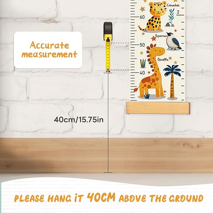 Personalized Growth Chart for Wall, Kids Height Wall Chart for Kids Baby Child Toddler Boys Girls (Animals)