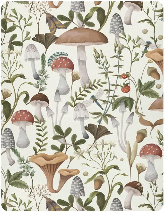 Mushrooms and Berries Crib Sheets for Boys Girls Pack N Play Sheet Soft Breathable Mini Crib Sheets 39" x 27"