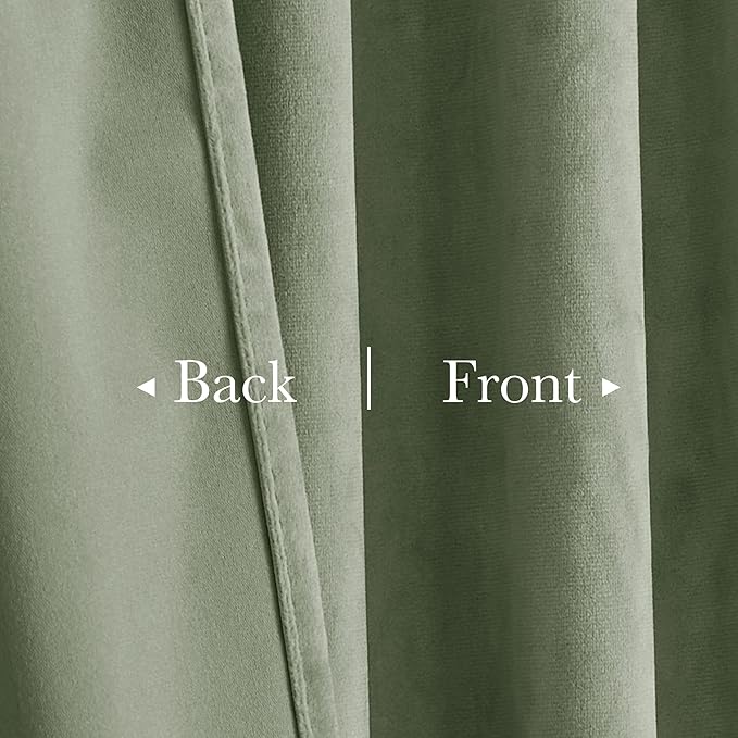 StangH Sage Green Curtains for Nursery Bedroom Soft Velvet Room Darkening Privacy Protect Window Drapes for Living Dining Room/Laundry/Office/Kids, W52 x L102, 2 Panels