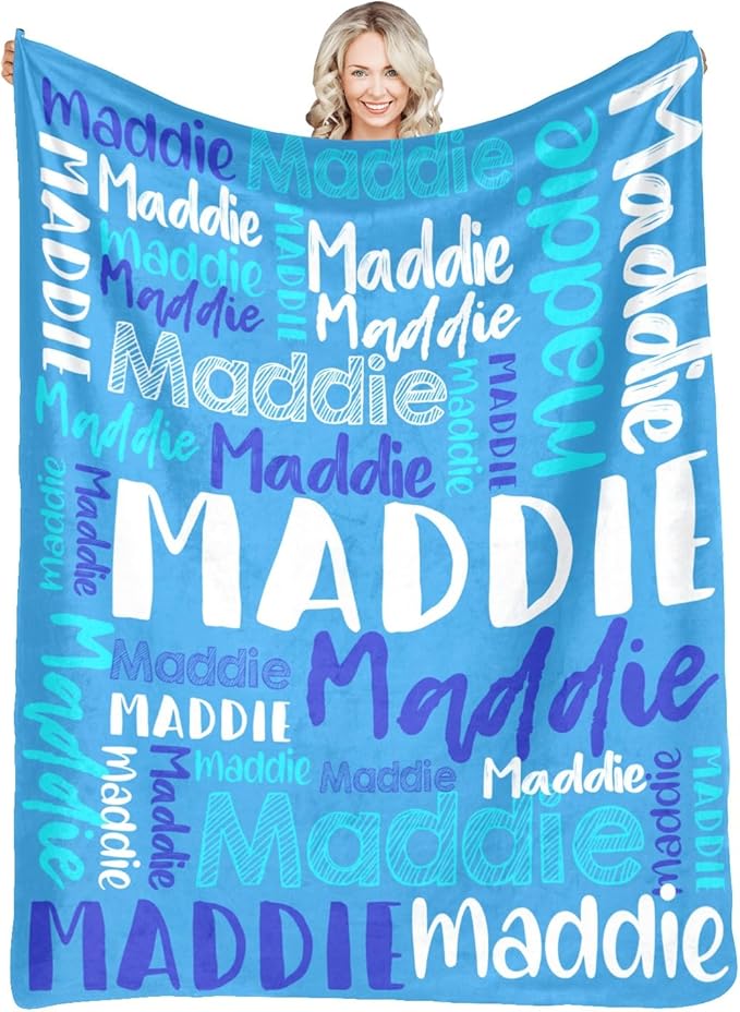 Dr.TOUGH Personalized Blankets with Name Customized Baby Blankets for Girls Boys Adults Monogrammed Blankets and Throws Christmas Birthday Mothers Fathers Valentines Day Gift (Blue-Green,60''×80'')