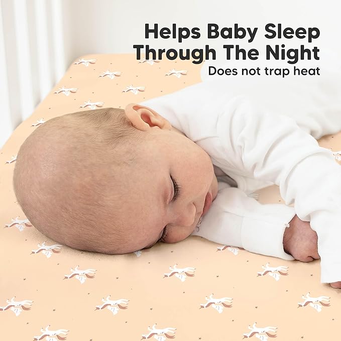 KeaBabies 2-Pack Organic Crib Sheets for Boys, Girls - 52x28 Fitted Crib Mattress Sheet Neutral, Breathable Jersey Cotton Cover for Baby Bed, Toddler Mattress, Soft & Cute Prints (Lune Mystic)