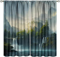 Landscape Theme Waterfall Blackout Curtains, Waterfall Mountains Jungle Printed Natural Scenery Window Drapes, for Bedroom Living Room 84" W X 84" L