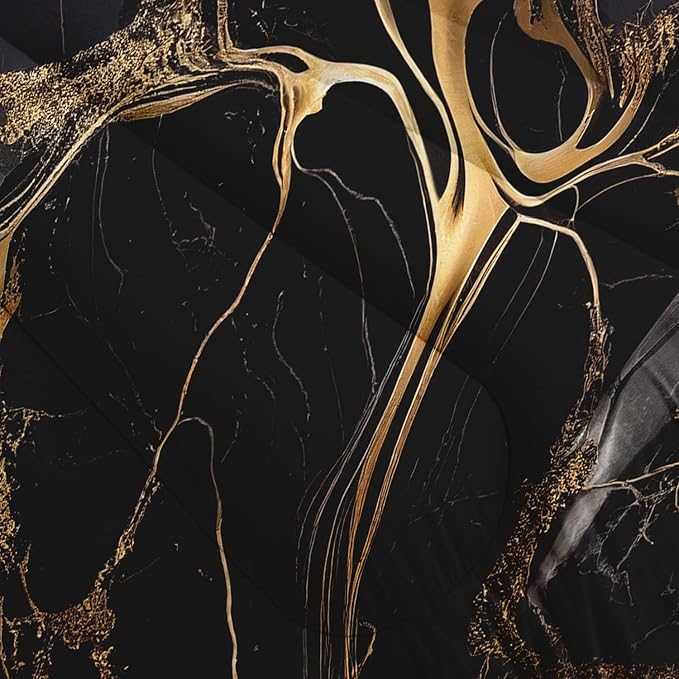 Marble Comforter Sets Twin Size Black and Gold Bedding Set for Girls Teens Women Chic Pastel Glitter Luxury Texture Marbling Quilt 1 Comforter + 1 Pillow Case