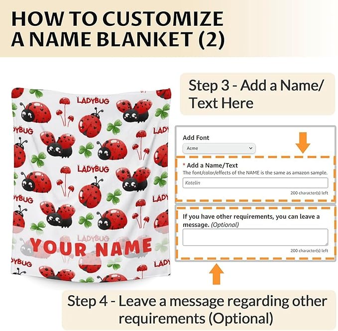 Custom Ladybug Blanket for Women - Cute Lady Bug Print Gifts - 60 x 80 Inches White Fuzzy Throw Blankets Stuff for Bed, Living Room
