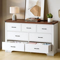 Farmhouse 7 Drawer Dresser for Bedroom, 51" Wide Chest of Drawers, Wooden Dresser TV Stand, Storage Dressers Organizer for Bedroom, Living Room, Hallway