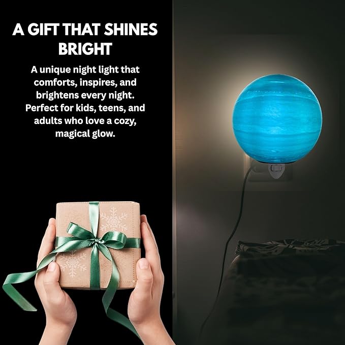 Moon Night Lights | Night Lamp LED Light | 3D Solar System NightLight, Planet Home Décor, Space Nursery, Kids Room, Space Gift, Birthday Gifts, Bedroom Decorations (Uranus, 6 Inch)