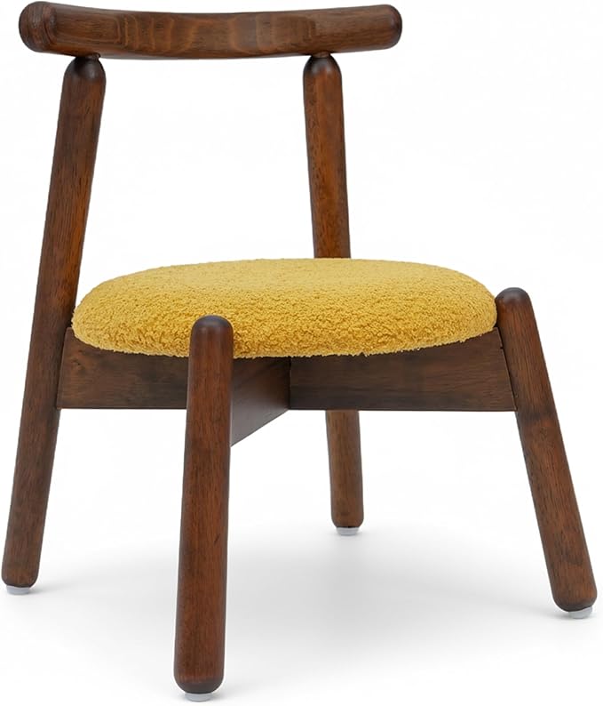 DAYAURS Toddler Chair Comfy Sherpa Kid Chairs, Armless Reading Chair for Kids Bedroom, Boys Girls Desk Chairs for Ages 2-5, Solid Wooden Stool Kids Furniture for Playroom/Preschool/Nursery, Yellow