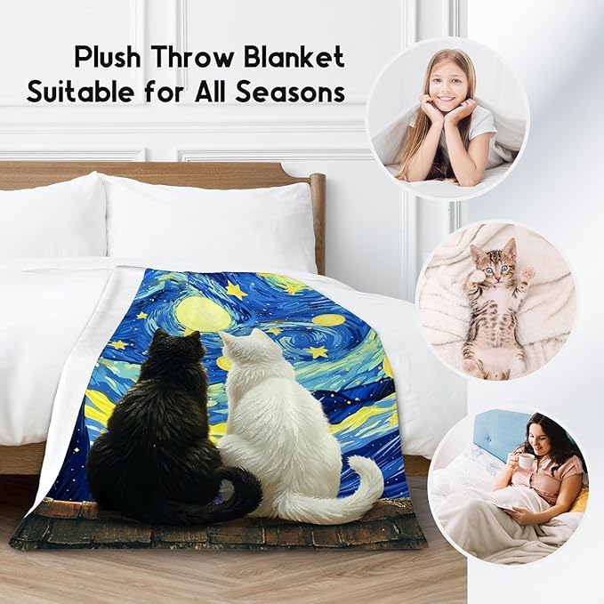 Cat Blanket for Toddler/Teens - Kids Throw with Cat - Lightweight Flannel Soft Throws Gifts for Office Sofa - 40"x50"