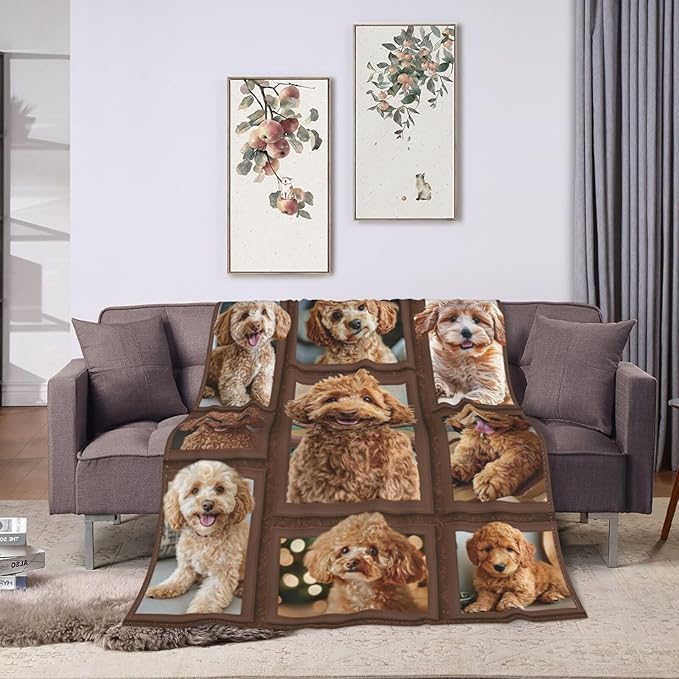 Golden Doodle Blanket Goldendoodle Decor Throw Blanket Super Soft Flannel Lightweight Fluffy Plush Cozy Fuzzy Fleece Gifts Blanket for Dog Lover Women Girls Boys Adults for Bed Sofa 40"X50"