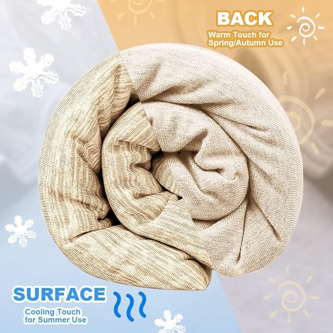 Cooling Blanket Keep Cool in Hot Summer, 51 X 67in Twin or Baby Size Blanket for Adults,Children, Babies Japanese Q-Max >0.5 Technology Arc-Chill Cooling Fiber, Breathable Comfortable All-Season-Beige