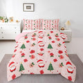 Feelyou Christmas Decor Bedding Set Soft for Boys Girls, Santa Claus Comforter Set King Size Xmas Duvet Quilt Microfiber Christmas Decor Bedroom Decor 3 Pcs with 2 Pillow Cases