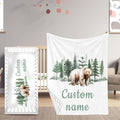Woodland Bear Theme Personalized Crib Bedding Set - 2 Piece Custom Name Crib Set with Blanket and Crib Sheet for Infant, Crib Set for Newborns Infant, Comfort and Soft