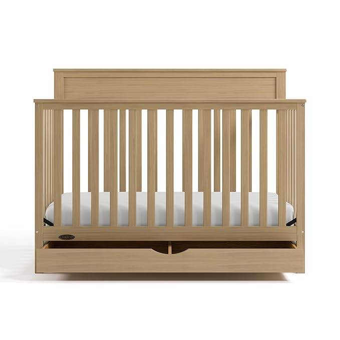 Graco Shiloh 5-in-1 Convertible Crib with Drawer – GREENGUARD Gold Certified Baby Crib Crafted from Wood, Converts to Toddler Bed, Daybed, and Full-Size Bed, Driftwood