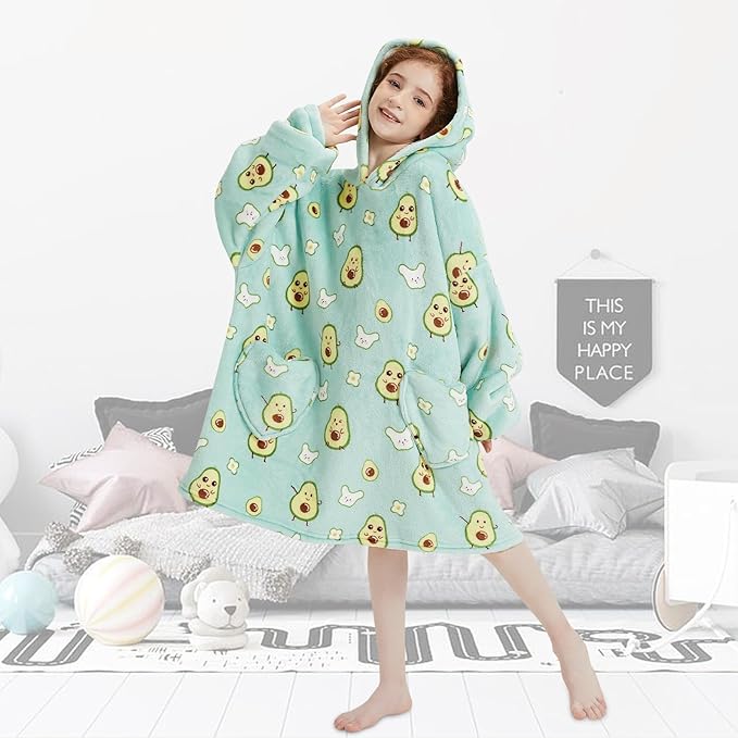 Fiosnow Avocado Blanket Hoodies for Kids 6-13YR Oversize Wearable Blanket Hoodies for Boys Girls Teens