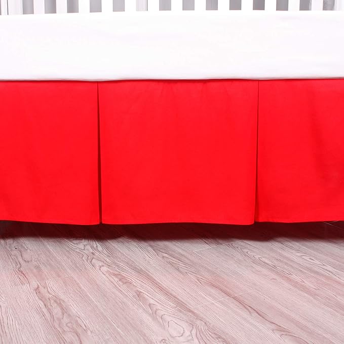 Belsden 2 Pack Crib Skirts with Durable Woven Platform, 2 Colors for Baby Girls, Split Corners Crib Dust Ruffle for Easy Placement, 14 inches (36cm) Length Drop, Red & Yellow