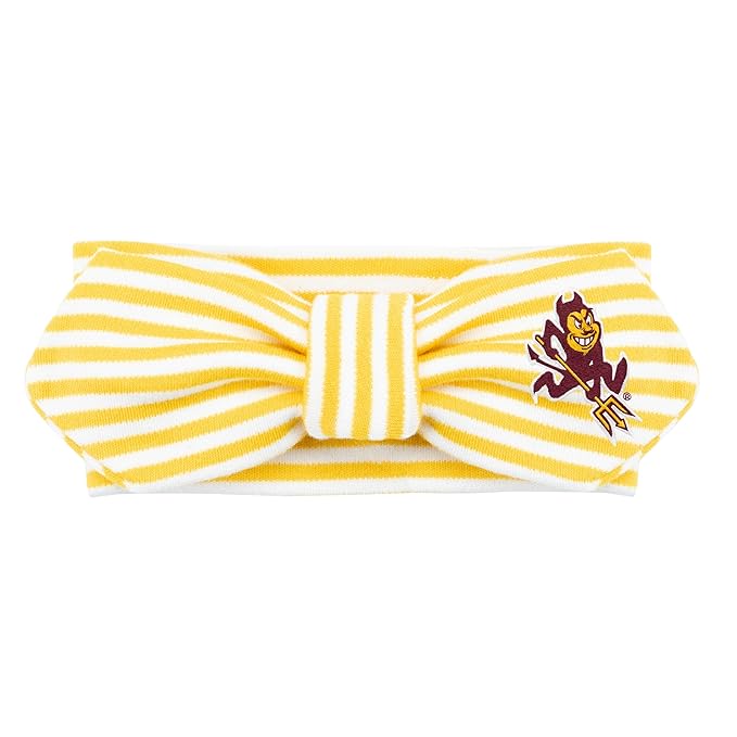 Creative Knitwear Arizona State Sun Devils Infant Girls Gold/White Striped Hair Knot Headband Embroidered Logo - Size Newborn - 4T