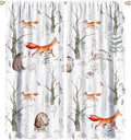 Rustic Forest Window Curtains, Watercolor Woodland Animals Owl Hedgehog Fox Butterfly Forest Squirrel and Bear Blackout Windows Door Curtain for Bedroom Living Room Home Decor 42x54in