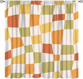 Orange Checkered Curtains,70s Vintage Twisted Checkered Window Drapes Colorful Groovy Trendy Wavy Hippie Grid Print Window Treatments for Kids Girls Bedroom Living Room Bathroom 63"W X 63"L
