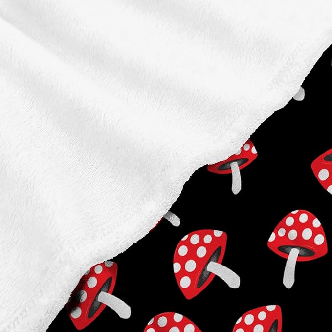 Thuswarm Cute Red Mushroom Flannel Blanket for Autumn Winter Gifts Warm Cozy Soft Funny Print Throw for Bed Couch Sofa 120”×90” Extra Large for Family