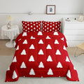 Feelyou Red Christmas Trees Bedding Set for Kids Boys Girls Twin Size Xmas Comforter Set Ultra Soft Winter Comforter Holiday Decor Duvet Quilt Bedroom Decor Christmas Ornaments Quilt