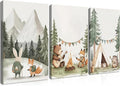 AKWISH Nursery Woodland Animals Canvas Wall Art, Cute brave Bear Fox Rabbit Hedgehog Nursery Wall Decor, Framed Wildlife Camping Picture Prints for Kids Room Baby Bedroom – 16x24in