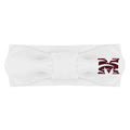 Creative Knitwear Morehouse Maroon Tigers Infant Girls White Solid Hair Knot Headband Embroidered Logo - Size Newborn - 4T