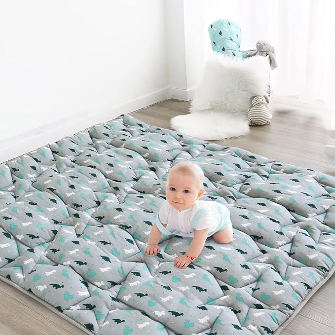 SPRINGSPIRIT Baby Play Mat, 43x43 Infant Play Mat for Playpen, Thicken Baby Mat for Floor, Non-Slip Washable Playmat for Babies, Toddlers, Grey