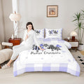 Manfei Xmas Trees Comforter Set Queen Size, Blue Plaid Grid Snowflake Bedding Set 3pcs for Kids Girls Boys Adults Room Decor, Christmas Theme Down Comforter New Year Quilt Set with 2 Pillowcases