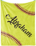 Personalized Softball Kids Blanket with Naumber and Name - Custom Sport Bed Blankets Gift for 0-3 Months Baby Essential and Warm 30x40inch