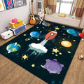 4x6ft Outer Space Rug - with Rocket and Planet Design, Non-Slip Washable,Kids Rugs for Playroom Easy Care Rug, for Children's Room, Toddlers, Classroom, Playroom, Baby Daycare