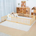 NAIZEA Twin Floor Bed for Kids-Twin Montessori Bed Frame with Wood Slats and Door and Slats, Wood Toddler Floor Beds for Girls and Boys, Natural